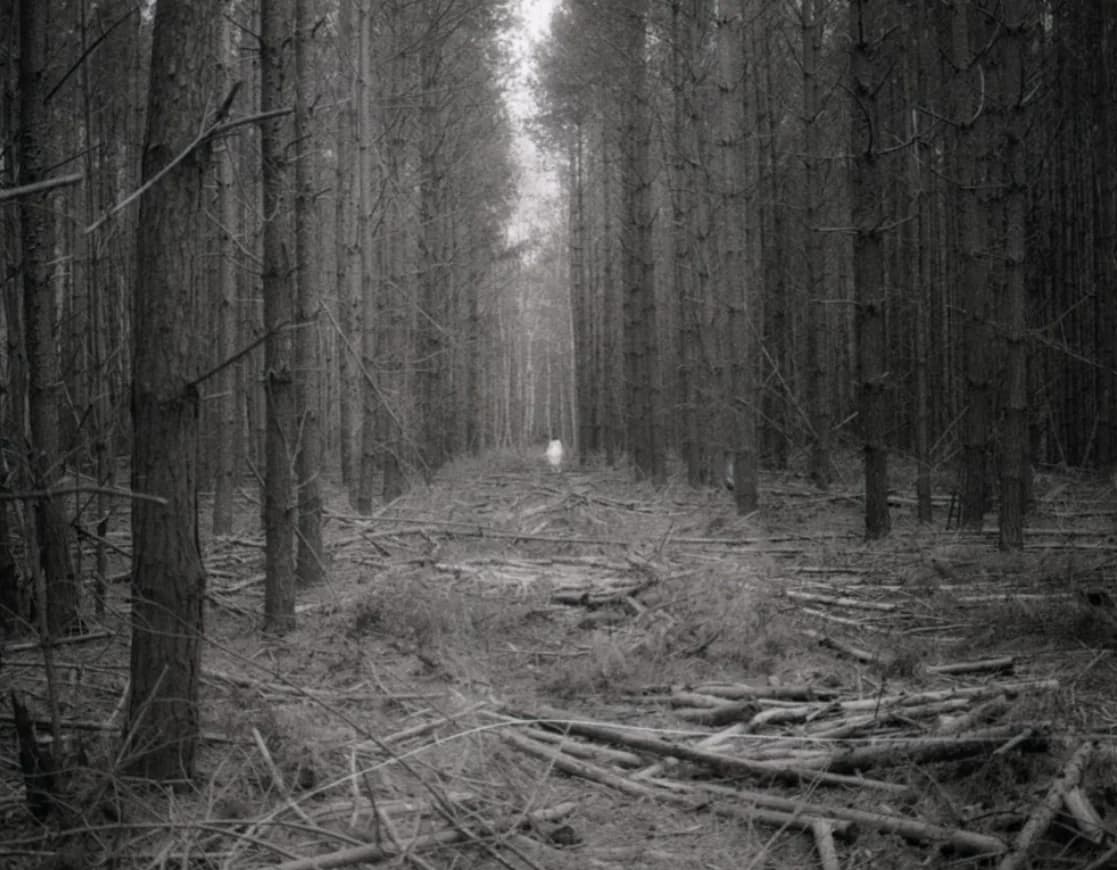 Schwarzweißes Waldbild aus Das Kleid meiner Mutter